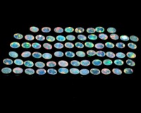 AAA+++ Batu Opal Pelangi Oval Potongan Emerald Faceted Cabochon Batu Opal Alami Lepas untuk Cincin Liontin Perhiasan Kustom Grosir