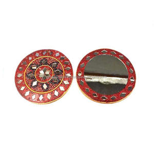 Miroir compact personnalisé avec paillettes et perles, accessoire cosmétique artisanal indien, miroir de poche portable mini - Product Image 4