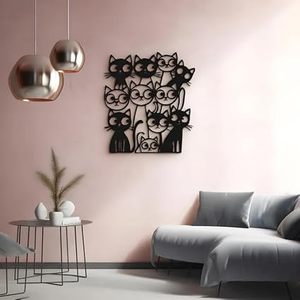 Décoration murale moderne en métal, motif chat, décoration murale artisanale sur le thème des animaux pour l'intérieur de la maison - Product Image 3