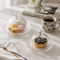 Plateau à dessert en verre transparent en forme de cœur, petite taille, style français moderne minimaliste, pour bonbons, snacks/biscuits, assiette à salade avec couvercle