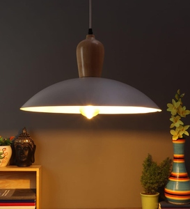 Lámpara Colgante Moderna de Madera con Domo Metálico, Estilo Escandinavo Nórdico - Product Image 6
