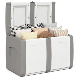 <b>Large</b> Outdoor 53-Gallon PP Deck <b>Storage</b> <b>Box</b> with <b>Lockable</b> Lid and Side Handles Gray-Waterproof - Product Image 1