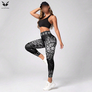 2026 High Waist Full Length Mandala Print Yoga Leggings With Elastic Waist And Four-Way Stretch Spandex Polyester Material - Product Image 5