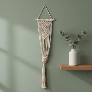 Petite tapisserie murale moderne en macramé avec franges, en corde de coton, pour la décoration intérieure d'appartements, de nurseries, de dortoirs et de galeries - Product Image 3