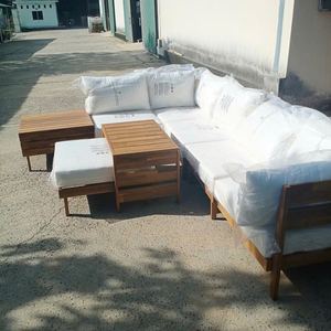Conjunto de Sofá para Exteriores con Cojines Blancos, Sillón, Mesa de Centro/Sofá Esquinero de Madera/Aluminio, Cojines Personalizados/Tamaños/Colores, Vietnam - Product Image 5