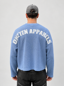 เสื้อสเวตเชิ้ตผู้ชายคอกลมสีน้ำเงินทรงโอเวอร์ไซส์ ผ้าถัก ทรงปกติ สวมใส่สบาย สีพื้น ผ้าฝ้ายระบายอากาศ ใส่ได้ในฤดูใบไม้ร่วง - Product Image 5