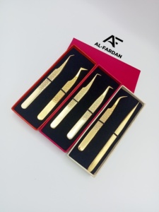 แหนบต่อขนตาเคลือบทอง 24K สีทอง  ขนาด 45 65 90 องศา ปลายเรียวบาง พร้อมกล่องแม่เหล็ก - Product Image 2