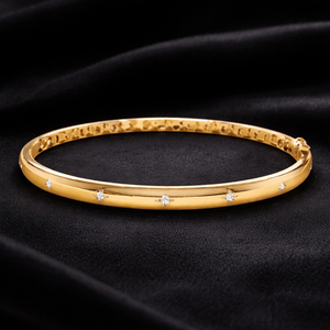 Gold Star Bangle 925 Sterling <b>Silver</b> 18k Gold Plated Cubic Zirconia Celestial Jewelry - Product Image 4