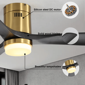 Ventilatore da soffitto a LED da 52 pollici con motore DC reversibile, 3 pale in legno massello e telecomando per soggiorno - Product Image 3