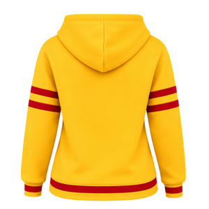 PDK <b>Women</b> Gold <b>Hoodie</b> <b>Red</b> Book Candle Graphic 1923 Varsity Striped Sleeve Hooded Pullover Sweatshirt Kangaroo Pocket Ribbed Hem - Product Image 4