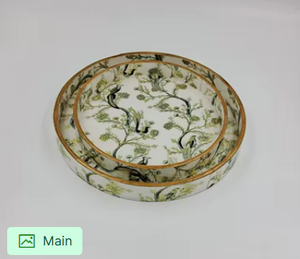 Juego de bandejas decorativas redondas de lujo, hechas a mano, con esmalte floral estilo Chinoiserie, elegantes y modernas, con motivos de aves y naturaleza. - Product Image 2