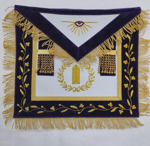 Custom Embroidered Masonic Apron Blue Velvet Gold Fringe Rectangular Badge <b>Sew</b>-On Garment Decoration Classical Style - Product Image 3
