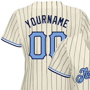 Maillot de baseball bleu marine à fines rayures neutres pour homme, boutonné, uniforme d'équipe, respirant, léger, sportif - Product Image 3