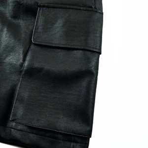 Mens Quilted <b>PU</b> Leather <b>Shorts</b> Button-Waist Mid Length Fashion Casual-Bottoms High Quality Customized Logo Printed Men's - Product Image 5