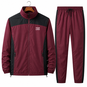 Unisex Maroon Solid Hooded Waterproof Windproof Sporty Full <b>Zip</b> Jacket with Side Pockets and Elastic Waist Joggers - Product Image 3