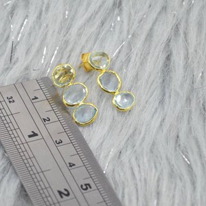 Pendientes colgantes de topacio azul natural hechos a mano, piedra de nacimiento de diciembre, con baño de oro vermeil, nuevo diseño, joyería en venta. - Product Image 5