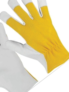 Leather Grain Safety <b>Gloves</b> Breathable Flexible Yellow White <b>Knit</b> Wrist Anti-Slip Fingertips General Purpose Work <b>Gloves</b> - Product Image 3