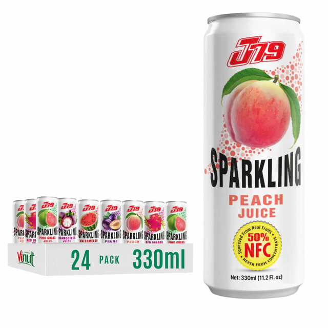 OEM & Free Sample 330ml Sparkling Peach Juice Drink - VINUT Vietnam Factory, Carbonated Beverage, Private Label, Best Price