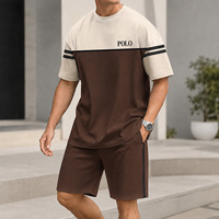 Ensemble de survêtement décontracté unisexe minimaliste avec t-shirt à col rond |   Imprimé estival 100% coton léger respirant à séchage rapide tendance