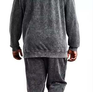 Custom High Quality Acid <b>Wash</b> Heavyweight 100% Cotton <b>Tech</b> Fleece Oversized Tracksuit Hoodie and Sweatpants Set for Men - Product Image 6