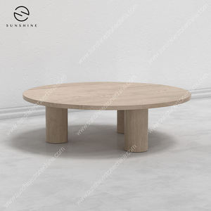 Table basse moderne en bois avec plateau rond et design à trois pieds pour salon, style minimaliste, décoration intérieure durable - Product Image 6