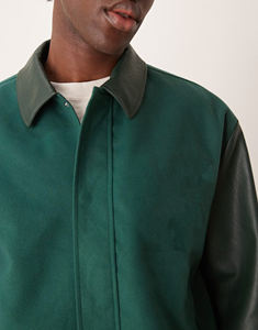 Chaqueta Varsity Verde para Hombre 2026, Cuerpo de Lana, Mangas de Cuero Negro, Chaqueta de Béisbol Estilo Letterman, Abrigo Bomber de Invierno, Venta al Por Mayor - Product Image 2