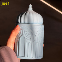 Nouvelles décorations islamiques du Ramadan, pots à bougies en béton de 10 oz, pots à bougies en ciment de luxe personnalisés avec couvercles pour bougies parfumées