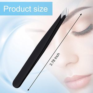 Juego de Pinzas para Cejas Curvas de Acero Inoxidable sin Costuras, Estuche de PU, Puntas Inclinadas, Duraderas, de Precisión, Pinzas Clásicas - Product Image 6