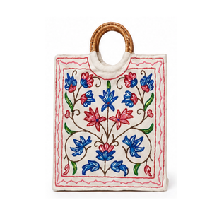 Bolsa de Mano de Algodón 100% Hecha a Mano en Cachemira, con Asa de Madera, Sostenible, Duradera, Ligera y Multifuncional, al por Mayor - Product Image 1
