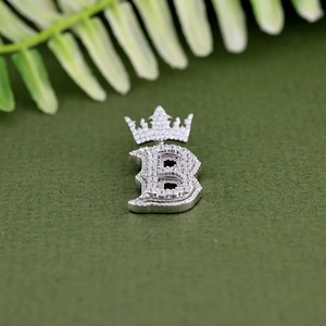 Collar de Plata de Ley 925 con Colgante de Letra B en Forma de Corona, Estilo Hip Hop, con Incrustaciones de Circonita Cúbica, Joyería de Lujo - Product Image 4