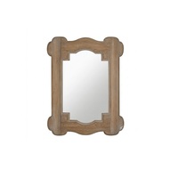 Rechteckiger Holz-Wandspiegel mit Perlenkugel-Rahmen in Antik-Walnuss-Finish Dekoratives Design für Inneneinrichtung