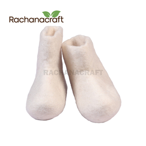 Full White Color <b>Wool</b> Felt Slides Shoes for Kids Adult <b>Slipper</b> Handcrafted by Woman Artisan of Nepal Eco-friendly Christmas Gift - Product Image 2
