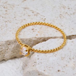 Anillo de Perlas de Agua Dulce de Acero Inoxidable con Diseño Geométrico de Moda, Anillos de Joyería Resistentes al Deslustre con Recubrimiento de Oro Real de 18K para Mujer - Product Image 3