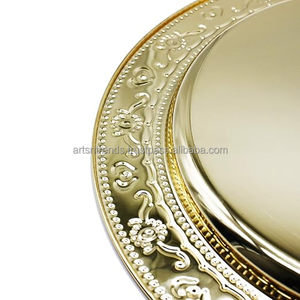 Placa de cargador de metal chapado para vajilla y vajilla, plato de comida para decoración de hotel en casa, diseño personalizado disponible - Product Image 2
