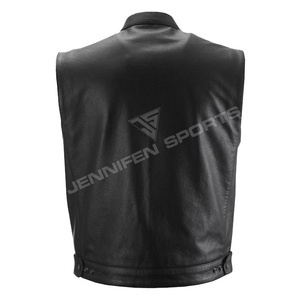 Chaleco de cuero genuino para motociclistas para hombre con un estilo clásico distintivo que ofrece una construcción robusta y un ajuste cómodo para la conducción. - Product Image 2