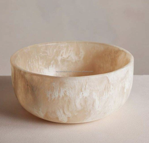 Tazón de servicio de resina blanquecino de diseño clásico, utensilios de cocina ecológicos para el hogar o el restaurante - Product Image 1