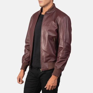 Clush Custom Made Men's <b>Winter</b> <b>Leather</b> <b>Jacket</b> with Stand Collar Streetwear Style Multiple Logo Positions - Product Image 5