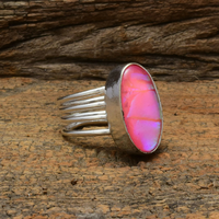 Bague en opale triple australienne en argent sterling 925, bijoux en opale de feu faits à la main, bague statement en opale colorée pour femmes