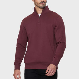 เสื้อสเวตเชิ้ตผู้ชายสีเบอร์กันดี คอกลม ถักจากผ้าฝ้าย 100% ระบายอากาศได้ดี สไตล์สตรีทแวร์ ทรงปกติ สีพื้น เหมาะสำหรับใส่ในฤดูหนาว - Product Image 1