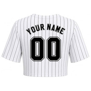 Maillot de baseball court personnalisé pour femme – Tenue d'équipe personnalisée avec nom et numéro imprimés – Chemise de softball légère à rayures avec boutons - Product Image 2