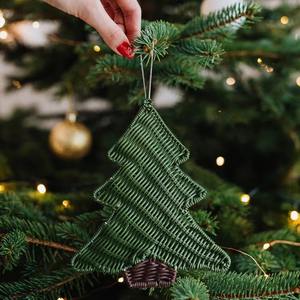 Adornos de ratán hechos a mano en forma de árbol de Navidad, decoración de pared, perchas de mimbre - Product Image 2