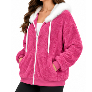 Premium Warm <b>Sherpa</b> <b>Fleece</b> Hoodies <b>Men</b> Women Custom Soft Plush Winter Hooded Zipper Sweatshirt Casual Fashion Apparel Supplier - Product Image 3