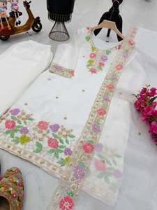 Conjunto de Traje Palazzo Bordado en Seda GMY Premium – Ropa Étnica Femenina de Calidad de Exportación - Product Image 6