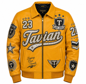 Blouson Bomber Homme en Cuir Véritable Personnalisé OEM ODM avec Logo Brodé sur le Devant, Style Vintage, Vente en Gros Hiver - Product Image 1