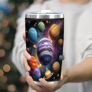Vaso Térmico de Acero Inoxidable de Doble Pared de 20 oz con Aislamiento al Vacío y Diseño de Planetas de la Galaxia, Taza de Viaje - Product Image 3