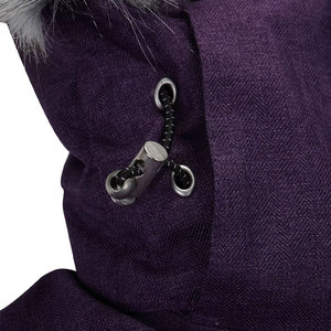 Veste matelassée à capuche pour homme, couleur violette, avec garniture en fourrure, imperméable, col montant, coupe classique, rembourrage en polyester, style décontracté - Product Image 4