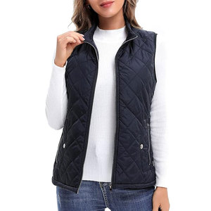 <span class=keywords><strong>Gilet</strong></span> Imbottito <span class=keywords><strong>Beige</strong></span> da <span class=keywords><strong>Donna</strong></span> con Zip e Collo Alto, Abbigliamento Casual Antivento Leggero e Isolante in Tinta Unita - Product Image 3