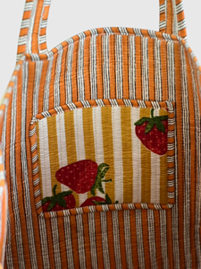Bolsa de Mano de Lona con Estampado de Fresas y Diseño a Rayas, Cierre Abierto, Bolsa de Compras de Verano, Bolsa de Moda para Mujer - Product Image 5