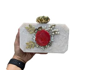 Pochette de soirée de luxe artisanale bohème en résine époxy, sac à main artistique de créateur pour femme, personnalisation couleur et forme sur mesure - Product Image 5