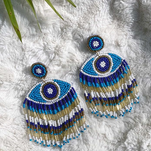 Boucles d'oreilles pendantes carrées faites à la main en perles de qualité supérieure, bijoux perlés pour cadeau de fête aux prix les plus bas - Product Image 2